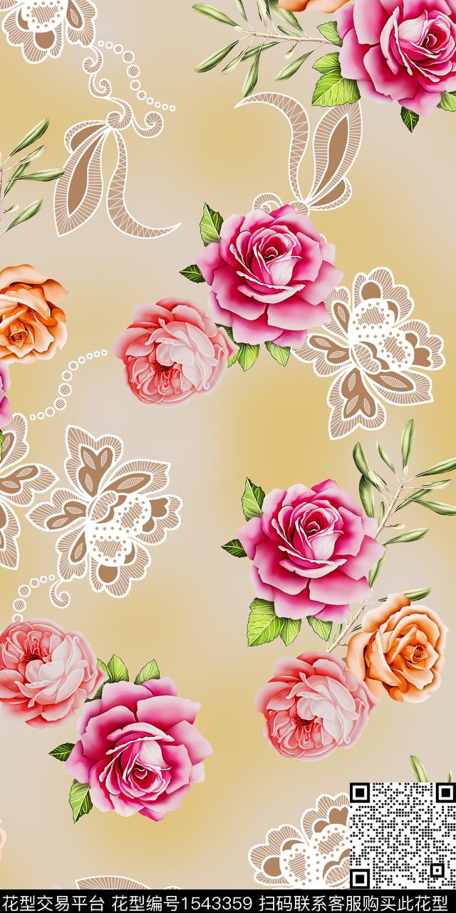 花卉大花民族花卉数码印花华亿平台下载（图片编号: 1543359） - 瓦栏（Walan）