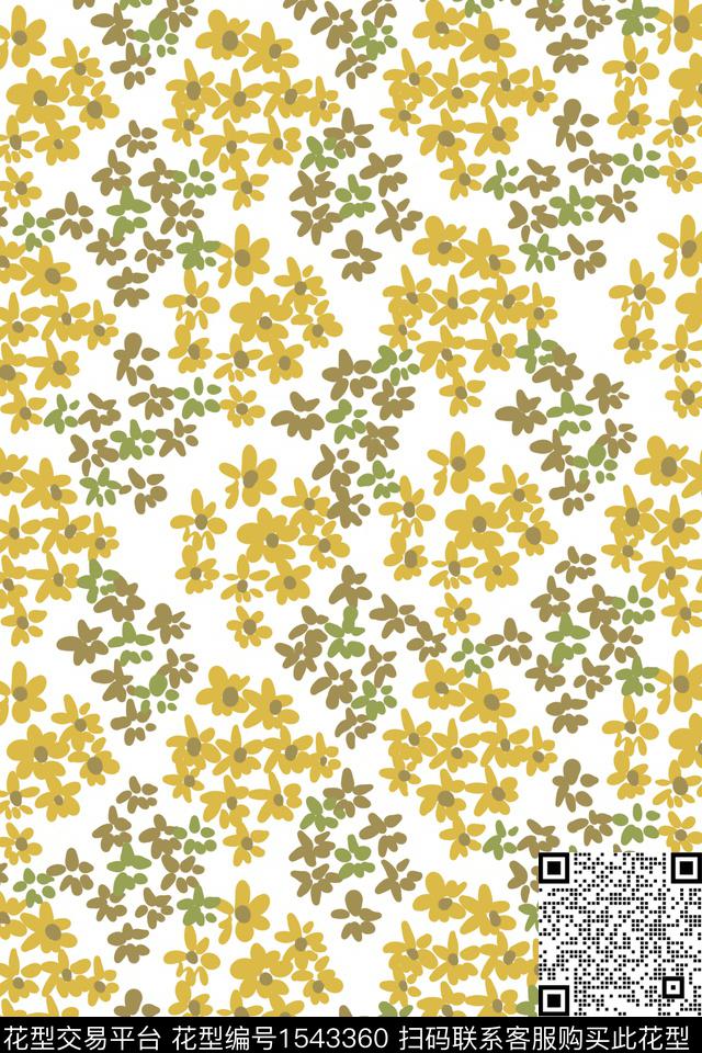 复古淑女清爽底花卉数码印花华亿平台下载（图片编号: 1543360） - 瓦栏（Walan）