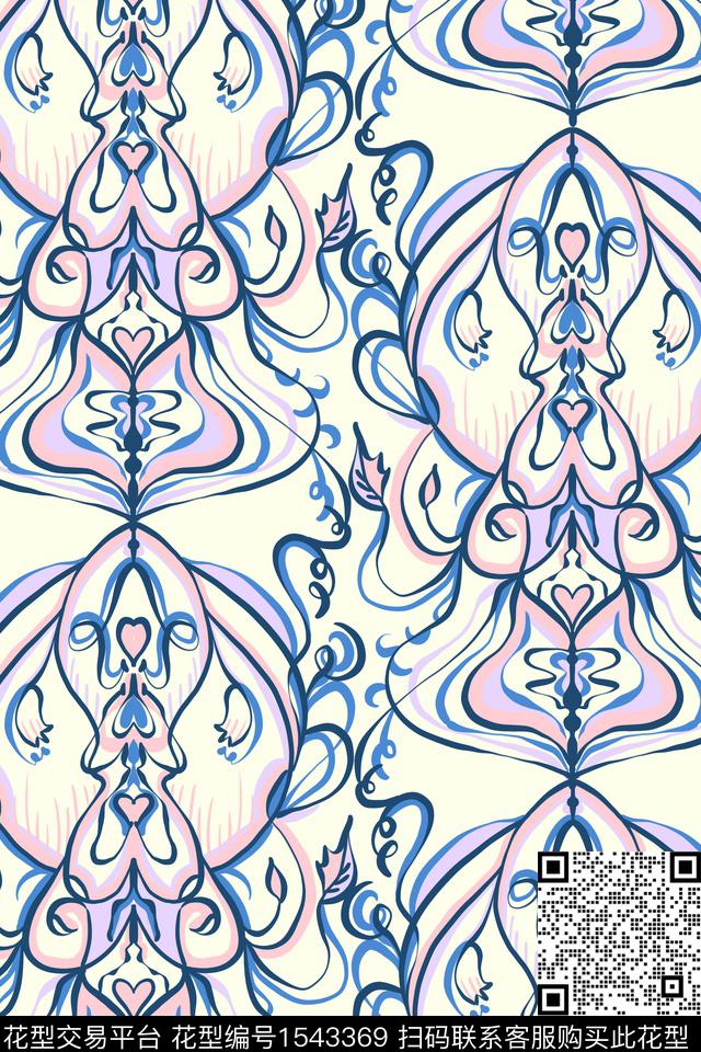 小清新民族风抽象数码印花华亿平台下载（图片编号: 1543369） - 瓦栏（Walan）