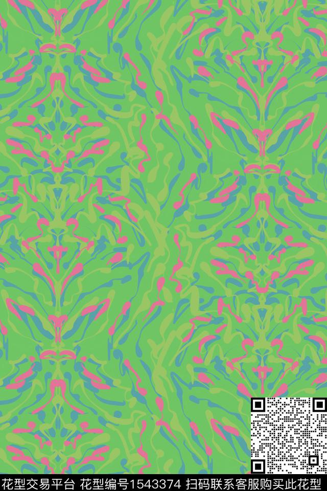 笔触复古线条数码印花华亿平台下载（图片编号: 1543374） - 瓦栏（Walan）