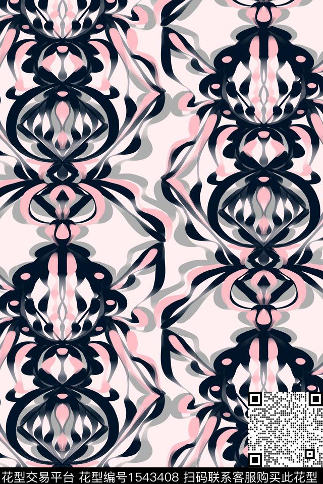 小清新线条民族风数码印花华亿平台下载（图片编号: 1543408） - 瓦栏（Walan）