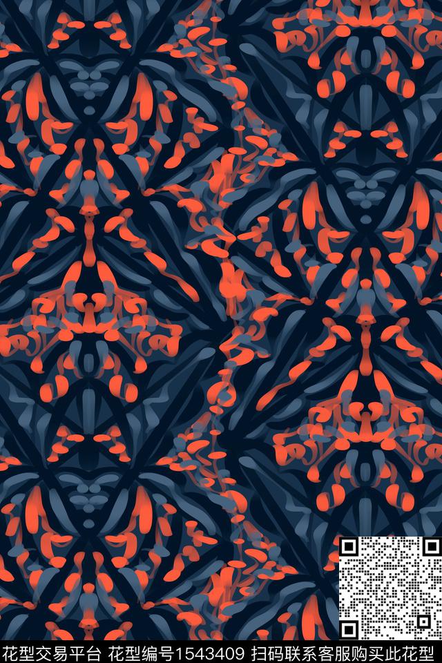 笔触复古线条数码印花华亿平台下载（图片编号: 1543409） - 瓦栏（Walan）