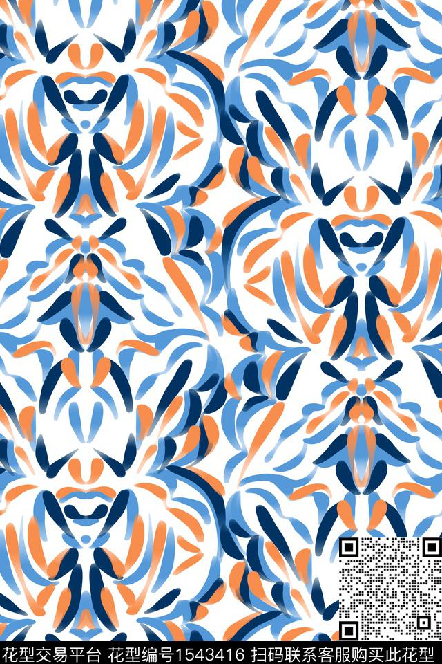 笔触年轻女性线条数码印花华亿平台下载（图片编号: 1543416） - 瓦栏（Walan）