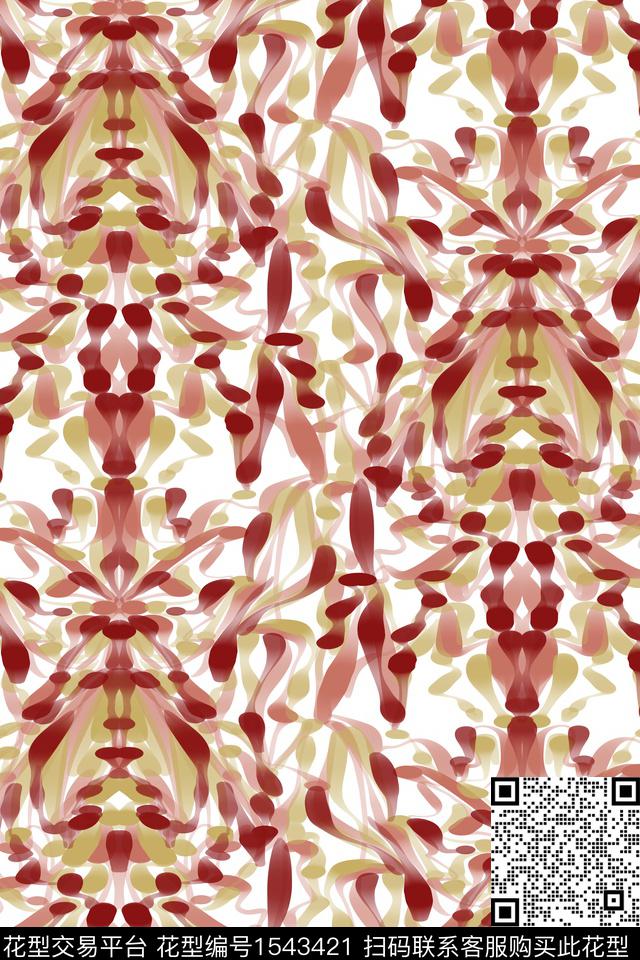 笔触复古线条数码印花华亿平台下载（图片编号: 1543421） - 瓦栏（Walan）