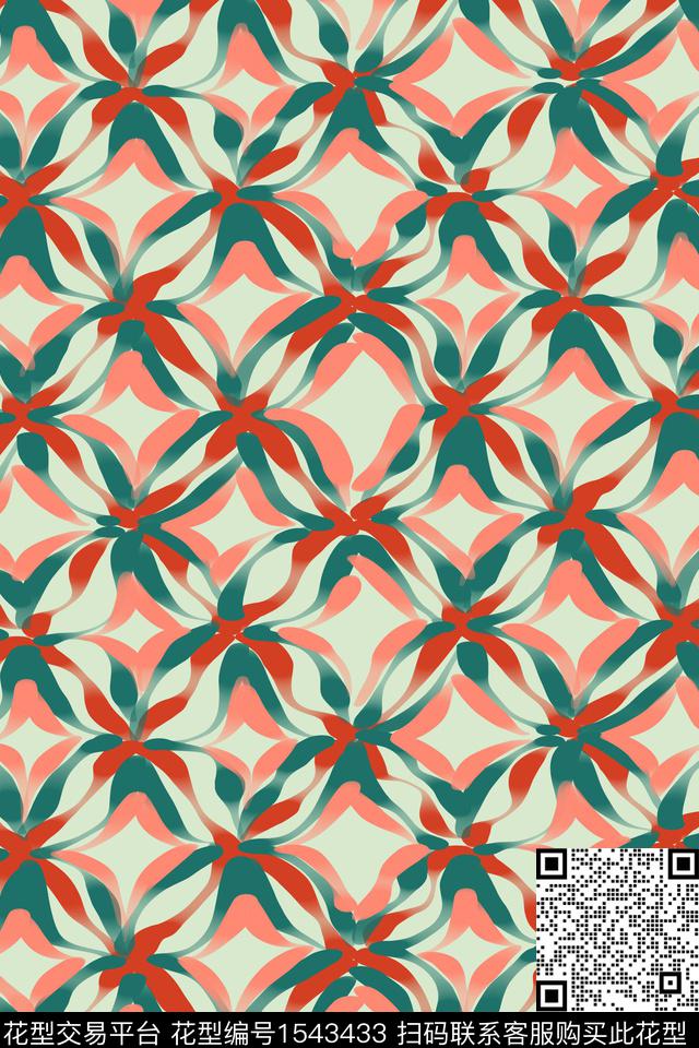 格子复古线条数码印花华亿平台下载（图片编号: 1543433） - 瓦栏（Walan）