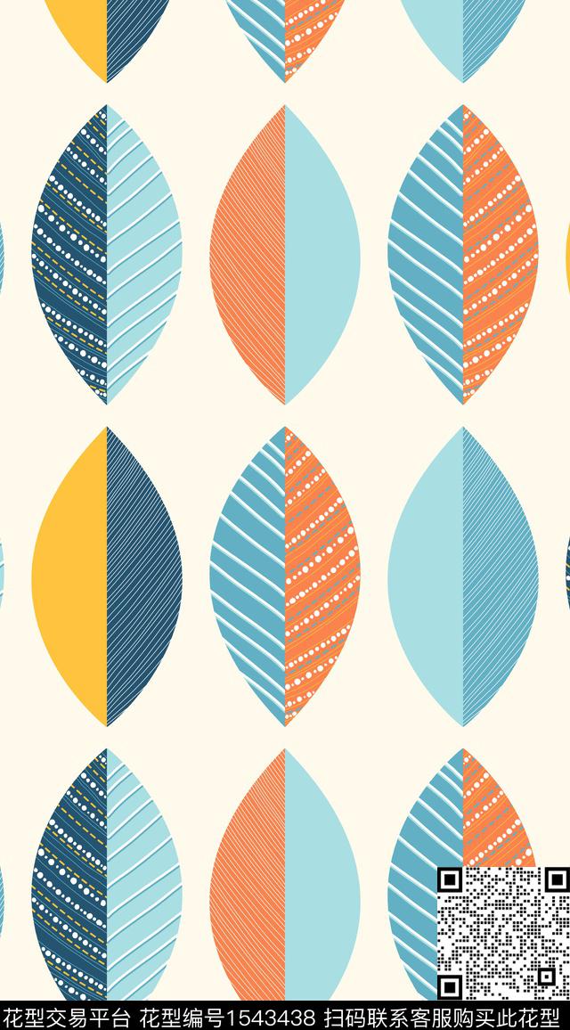 叶子植物几何传统印花华亿平台下载（图片编号: 1543438） - 瓦栏（Walan）