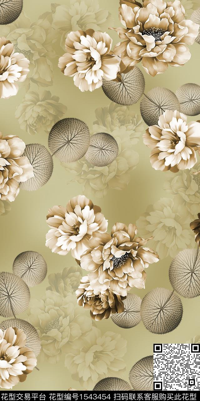 花卉大花中老年数码印花华亿平台下载（图片编号: 1543454） - 瓦栏（Walan）