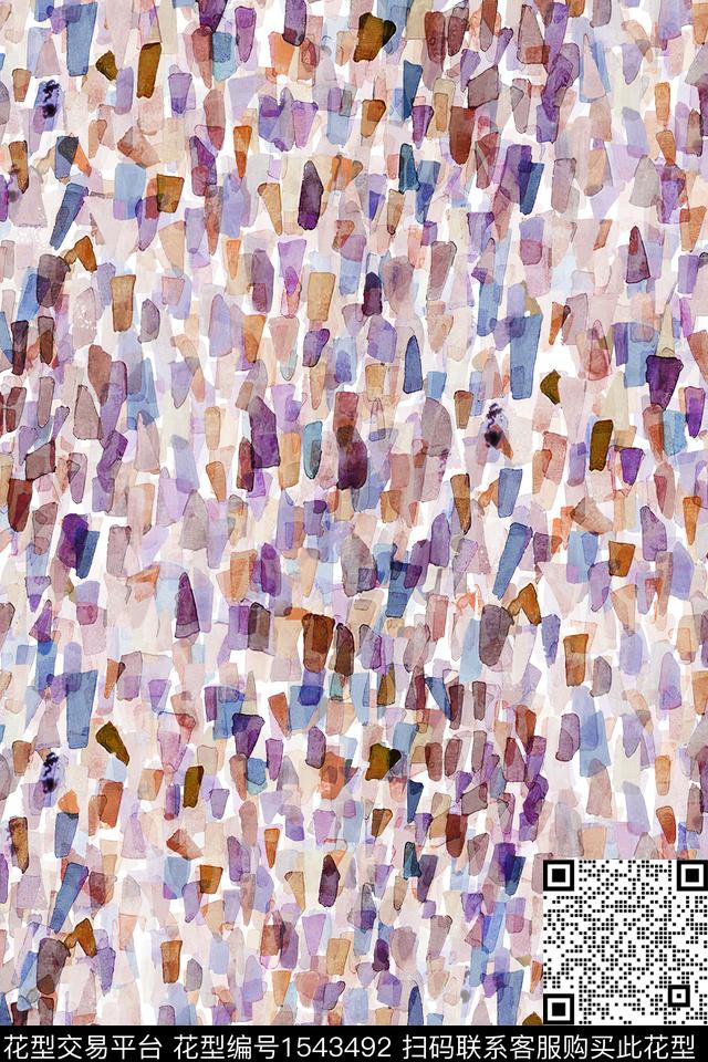 抽象水彩笔触数码印花华亿平台下载（图片编号: 1543492） - 瓦栏（Walan）