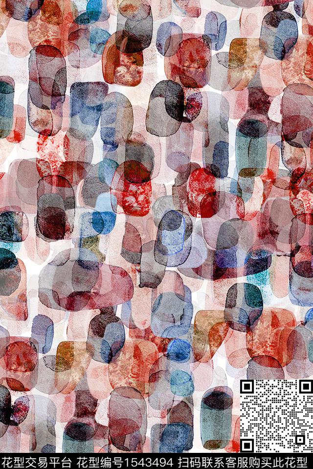 抽象肌理水彩数码印花华亿平台下载（图片编号: 1543494） - 瓦栏（Walan）