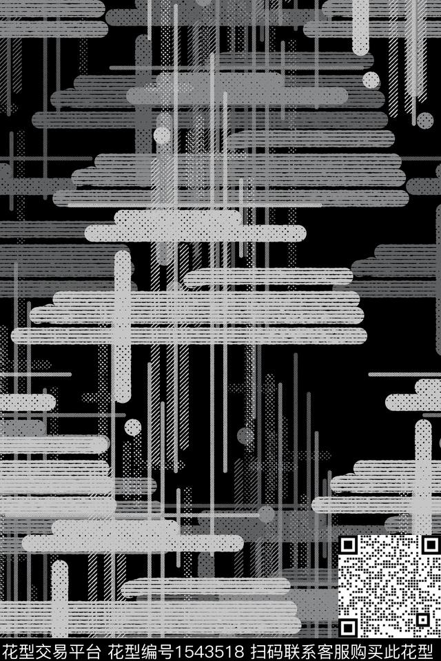 黑白休闲条纹传统印花华亿平台下载（图片编号: 1543518） - 瓦栏（Walan）