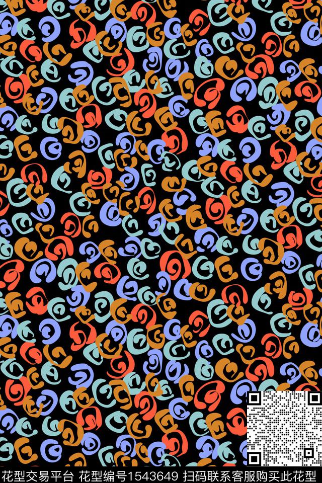 黑底花卉小碎花红花数码印花华亿平台下载（图片编号: 1543649） - 瓦栏（Walan）