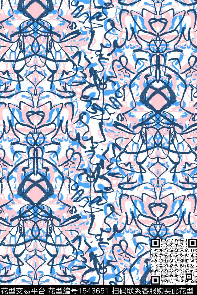 小清新民族风笔触数码印花华亿平台下载（图片编号: 1543651） - 瓦栏（Walan）