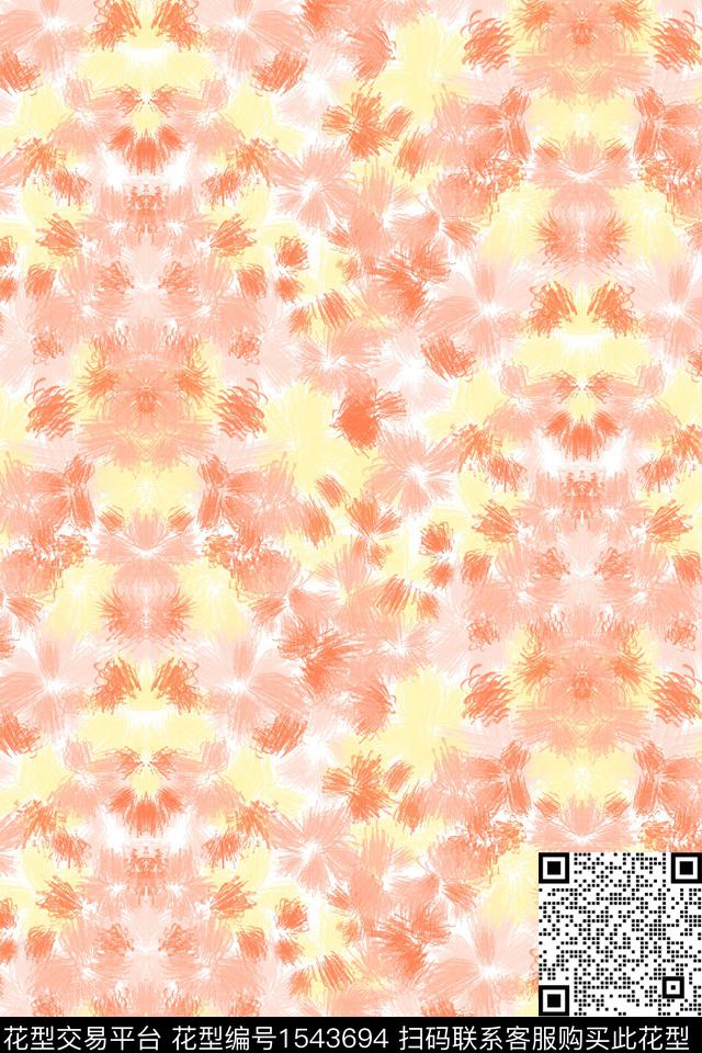 小清新笔触抽象数码印花华亿平台下载（图片编号: 1543694） - 瓦栏（Walan）