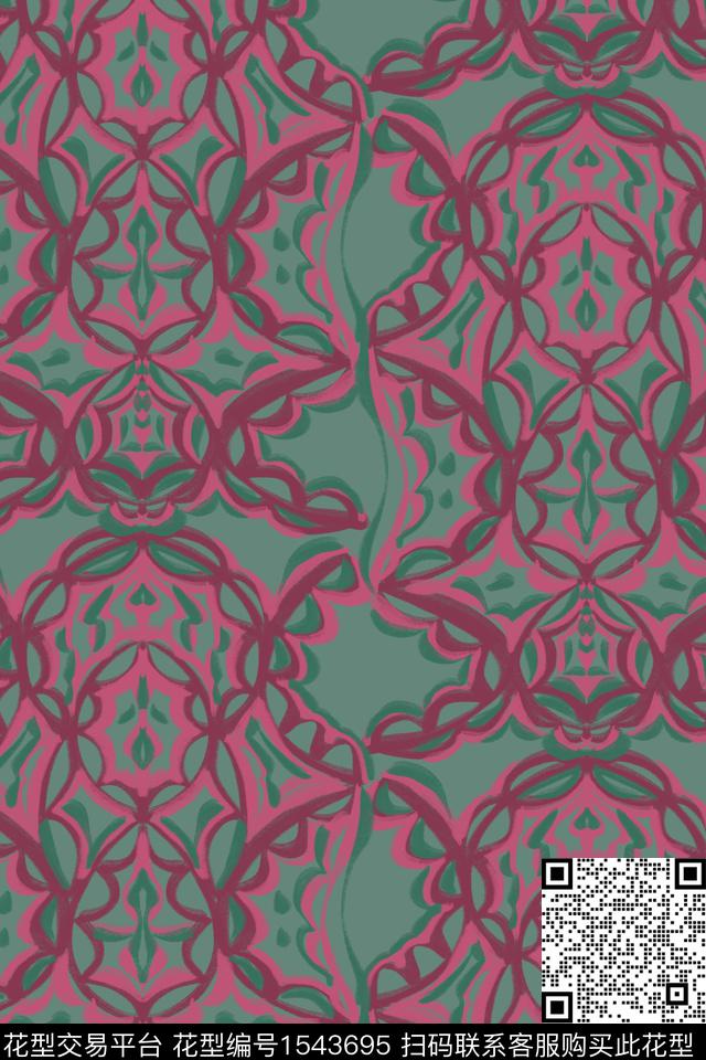 民族风复古女装数码印花华亿平台下载（图片编号: 1543695） - 瓦栏（Walan）