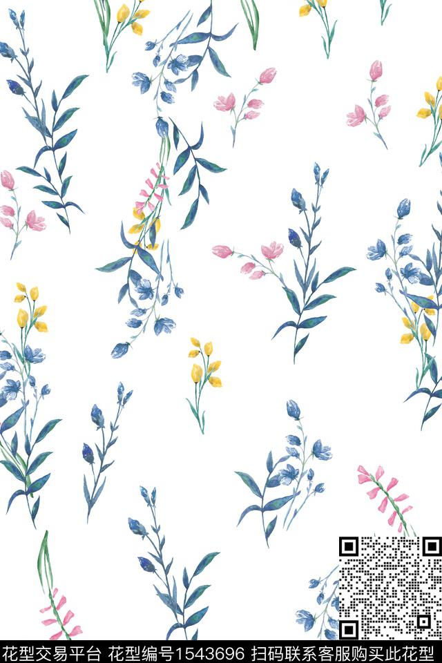 花卉小清新满版散花数码印花华亿平台下载（图片编号: 1543696） - 瓦栏（Walan）