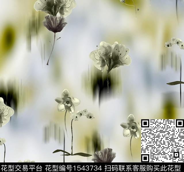 女装花卉连衣裙数码印花华亿平台下载（图片编号: 1543734） - 瓦栏（Walan）