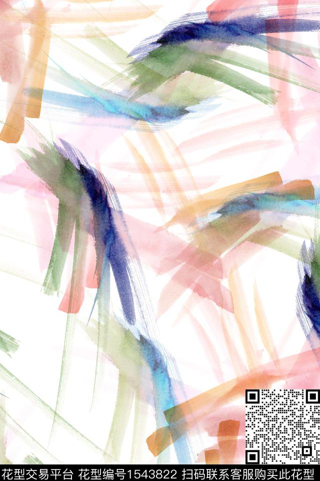 笔触水彩春夏华亿平台数码印花华亿平台下载（图片编号: 1543822） - 瓦栏（Walan）