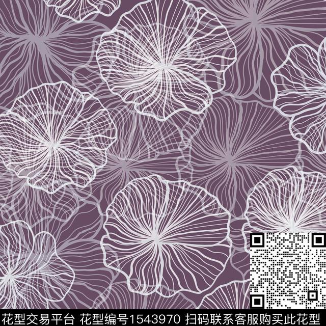 抽象花卉线条花线条传统印花华亿平台下载（图片编号: 1543970） - 瓦栏（Walan）