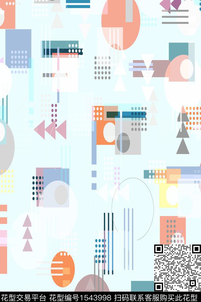 几何清爽线条数码印花华亿平台下载（图片编号: 1543998） - 瓦栏（Walan）