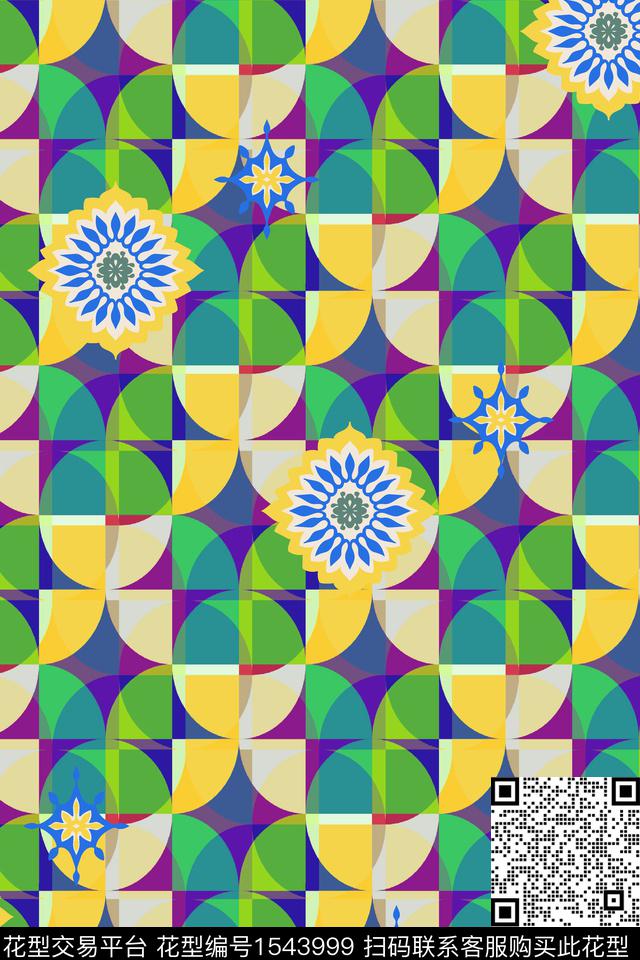 几何民族花纹色彩碰撞数码印花华亿平台下载（图片编号: 1543999） - 瓦栏（Walan）