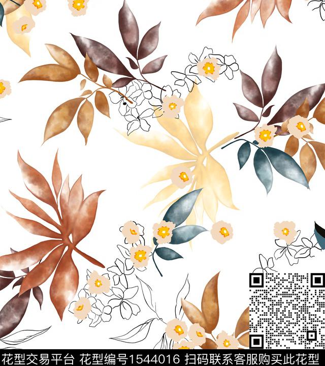 女装花卉连衣裙数码印花华亿平台下载（图片编号: 1544016） - 瓦栏（Walan）