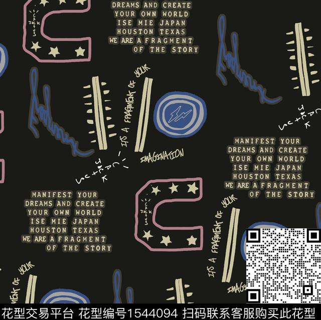 哥特字母几何数码印花华亿平台下载（图片编号: 1544094） - 瓦栏（Walan）