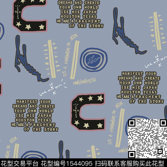 哥特字母几何数码印花华亿平台下载（图片编号: 1544095） - 瓦栏（Walan）