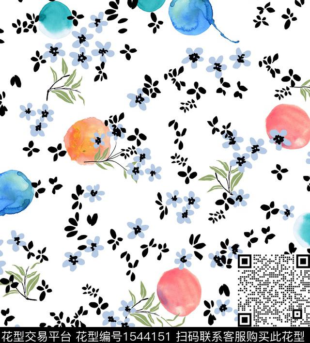 女装花卉连衣裙数码印花华亿平台下载（图片编号: 1544151） - 瓦栏（Walan）