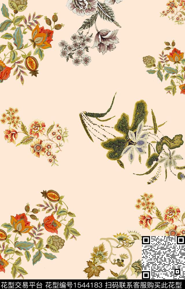 花卉民族花卉女装数码印花华亿平台下载（图片编号: 1544183） - 瓦栏（Walan）