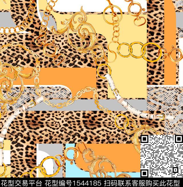 动物纹链条豹纹数码印花华亿平台下载（图片编号: 1544185） - 瓦栏（Walan）