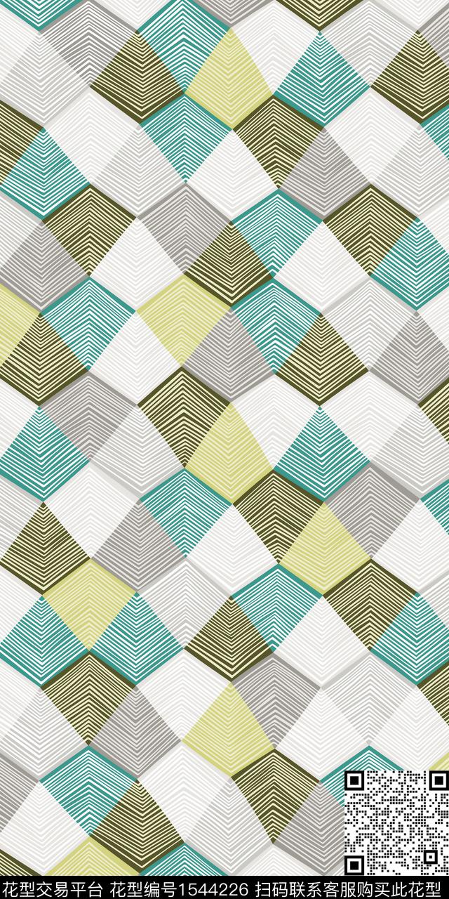 线条几何沙发布数码印花华亿平台下载（图片编号: 1544226） - 瓦栏（Walan）