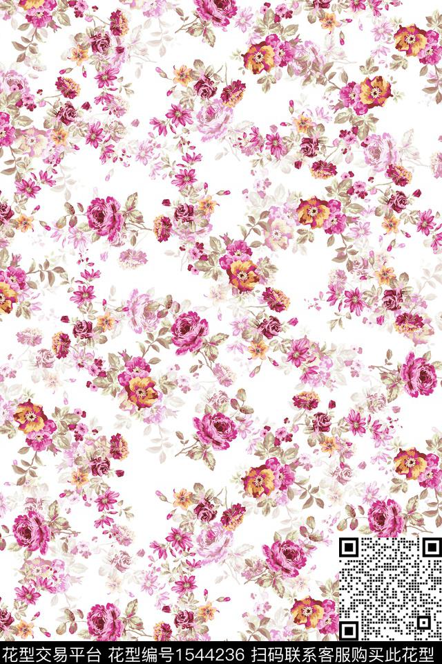 小碎花满版散花花卉数码印花华亿平台下载（图片编号: 1544236） - 瓦栏（Walan）