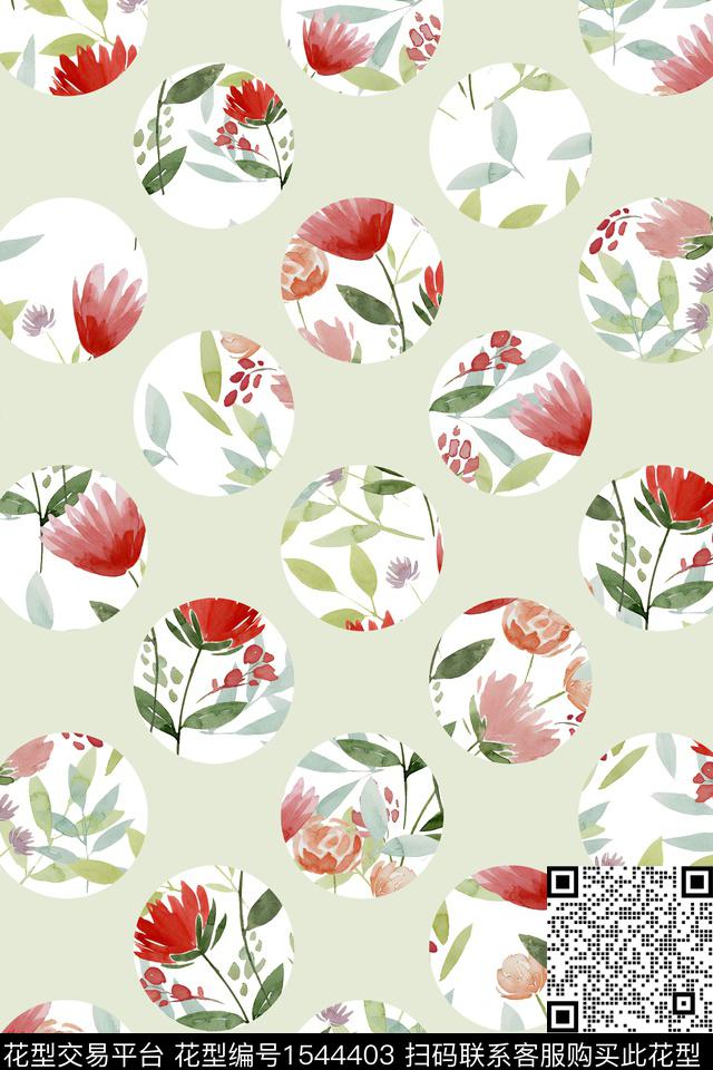 水彩几何圆数码印花华亿平台下载（图片编号: 1544403） - 瓦栏（Walan）