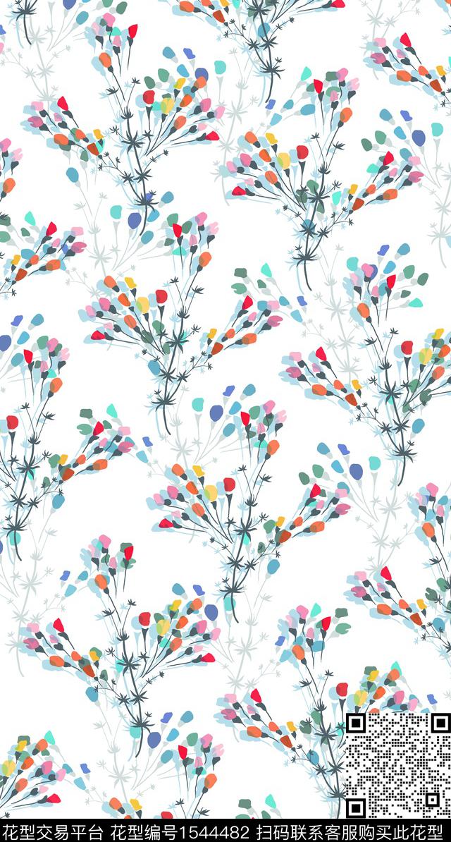 女装花卉连衣裙数码印花华亿平台下载（图片编号: 1544482） - 瓦栏（Walan）