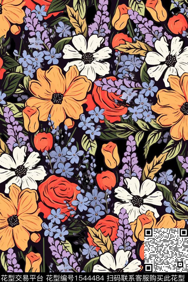 女装花卉年轻女性数码印花华亿平台下载（图片编号: 1544484） - 瓦栏（Walan）