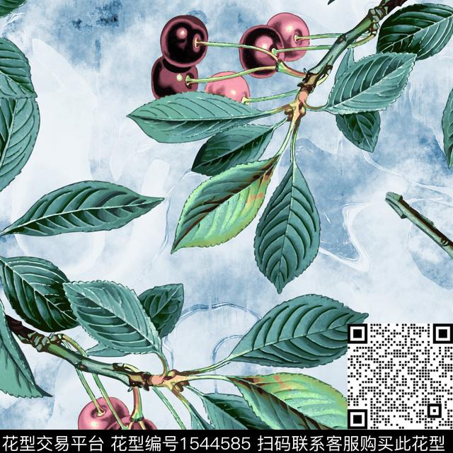 水果叶子底纹数码印花华亿平台下载（图片编号: 1544585） - 瓦栏（Walan）