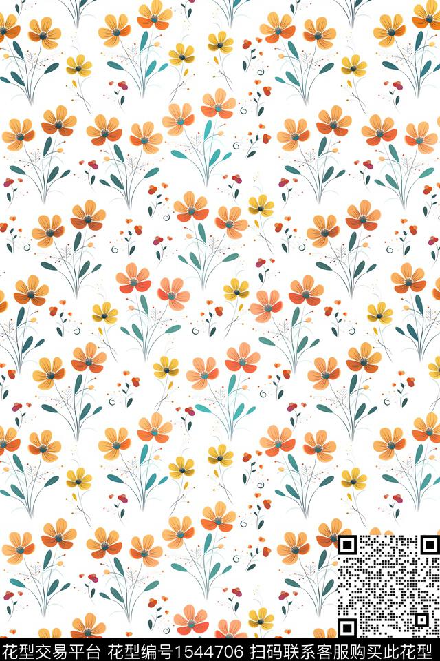 小碎花花卉春夏华亿平台数码印花华亿平台下载（图片编号: 1544706） - 瓦栏（Walan）