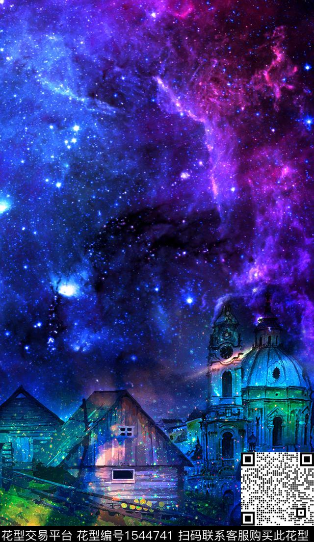 时尚风景建筑数码印花华亿平台下载（图片编号: 1544741） - 瓦栏（Walan）