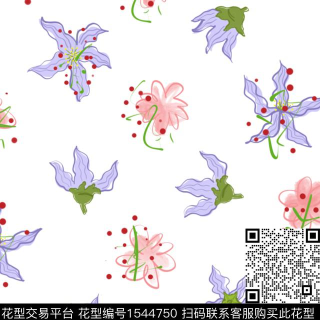 小清新水彩波点数码印花华亿平台下载（图片编号: 1544750） - 瓦栏（Walan）