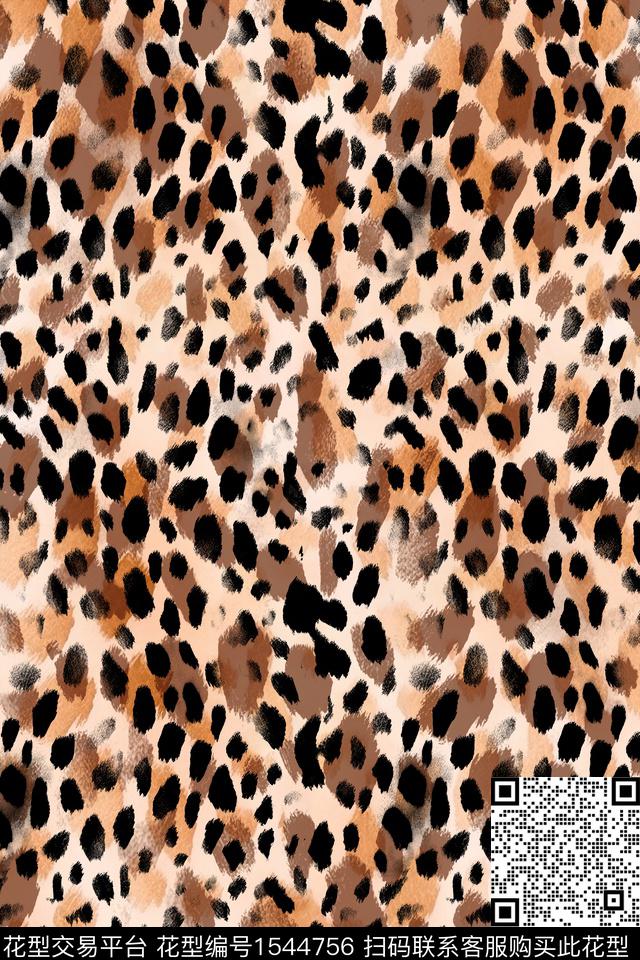 水彩动物纹豹纹数码印花华亿平台下载（图片编号: 1544756） - 瓦栏（Walan）