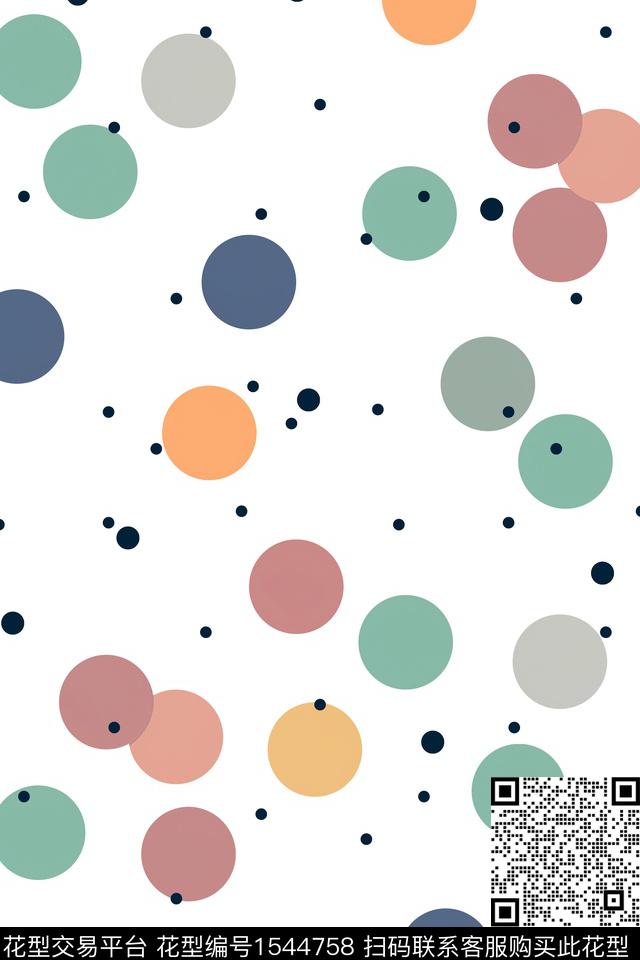 圆几何波点传统印花华亿平台下载（图片编号: 1544758） - 瓦栏（Walan）