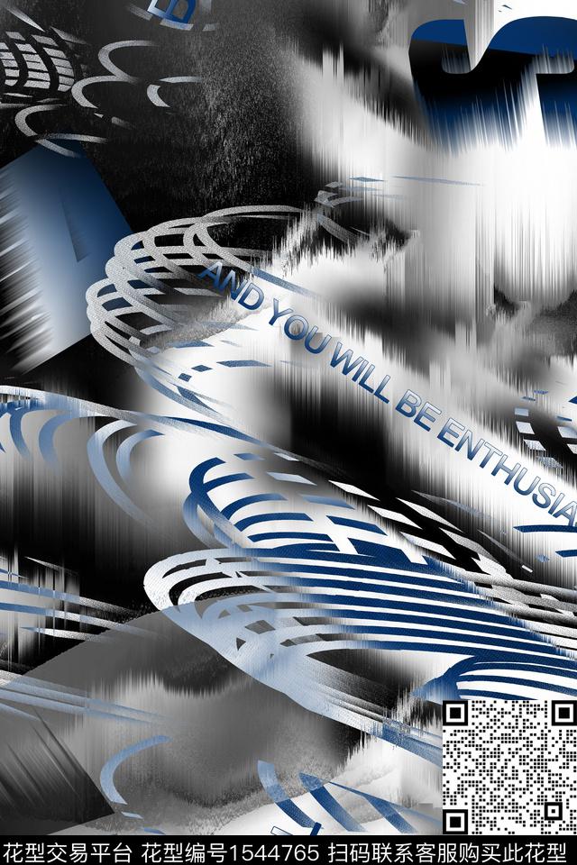 抽象字母几何数码印花华亿平台下载（图片编号: 1544765） - 瓦栏（Walan）