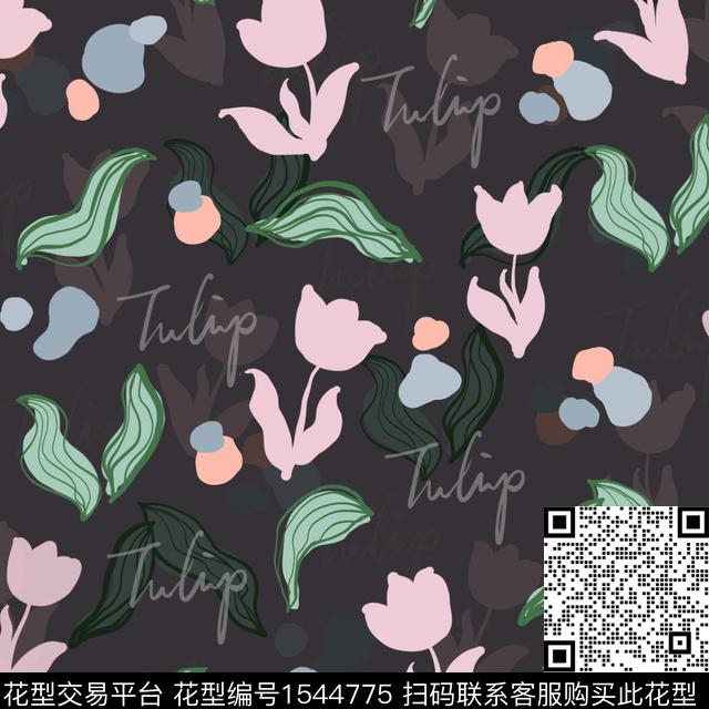 剪影小碎花花卉传统印花华亿平台下载（图片编号: 1544775） - 瓦栏（Walan）