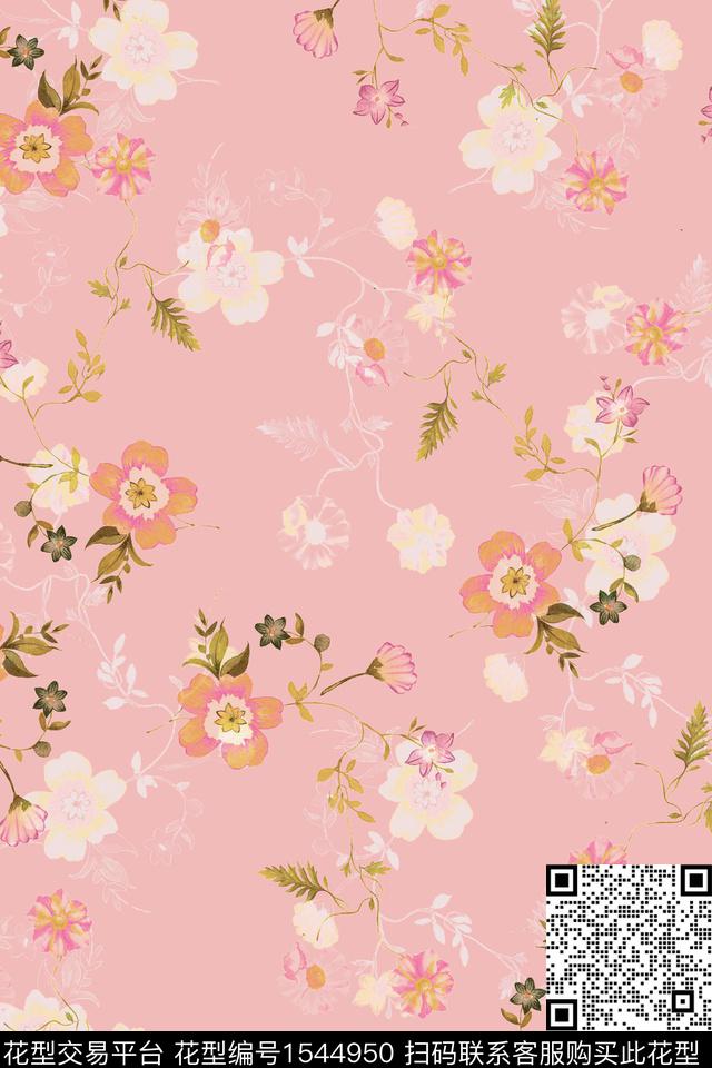 满版散花花卉春夏华亿平台数码印花华亿平台下载（图片编号: 1544950） - 瓦栏（Walan）