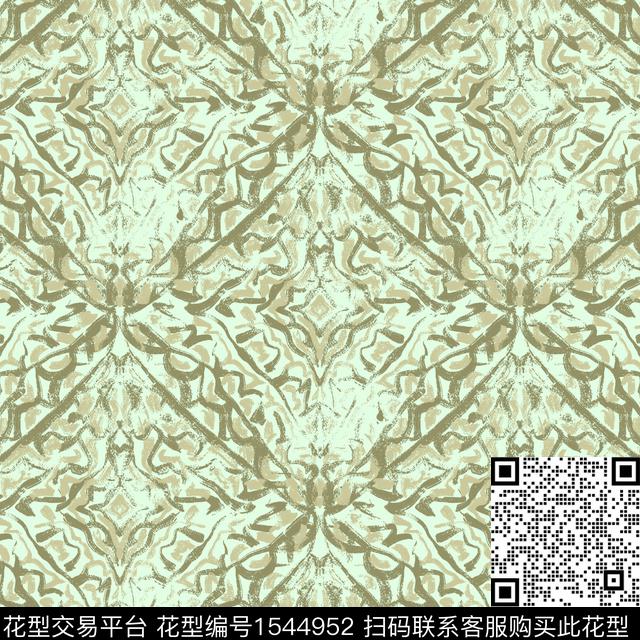 笔触复古民族风数码印花华亿平台下载（图片编号: 1544952） - 瓦栏（Walan）