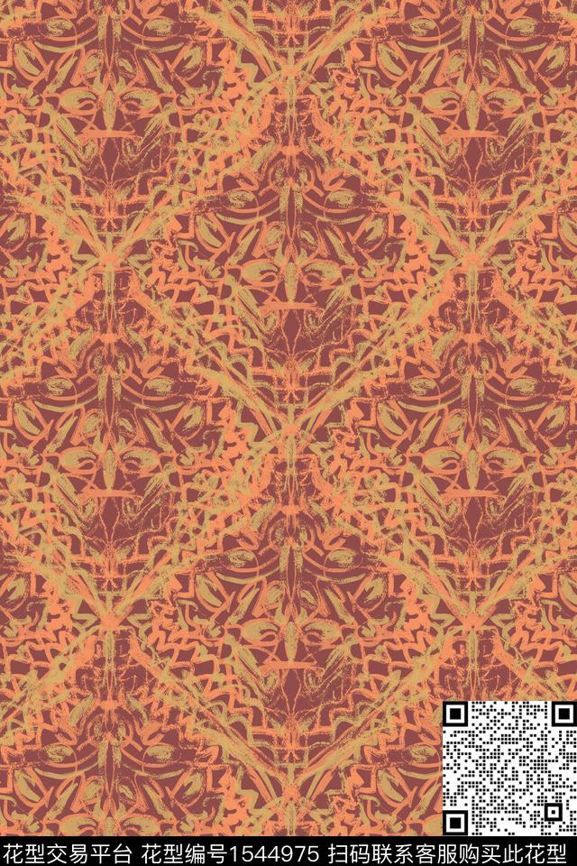 奢华线条民族风数码印花华亿平台下载（图片编号: 1544975） - 瓦栏（Walan）