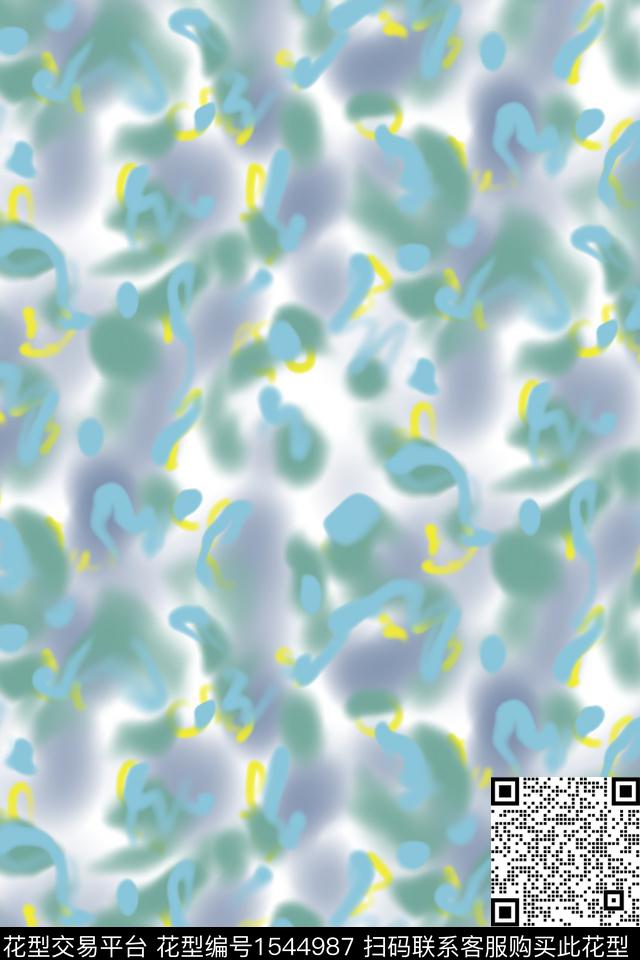 笔触抽象朦胧花卉数码印花华亿平台下载（图片编号: 1544987） - 瓦栏（Walan）
