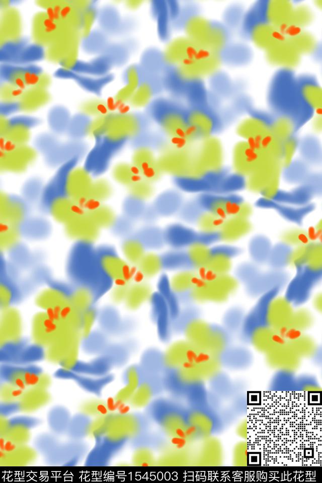 花卉小碎花水彩数码印花华亿平台下载（图片编号: 1545003） - 瓦栏（Walan）