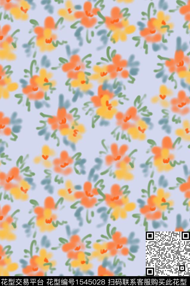 小碎花朦胧花卉淑女数码印花华亿平台下载（图片编号: 1545028） - 瓦栏（Walan）