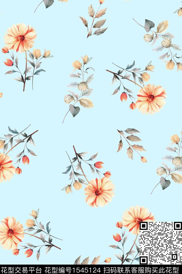 小清新小碎花花卉数码印花华亿平台下载（图片编号: 1545124） - 瓦栏（Walan）